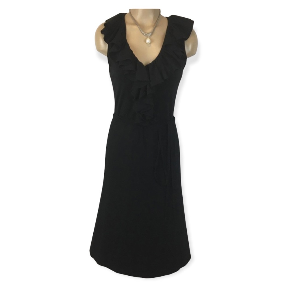 Ralph Lauren Black Ruffle Neckline Dress